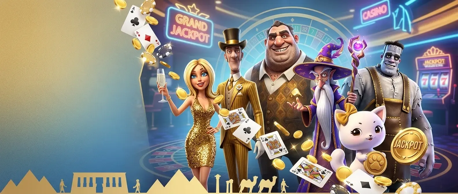 Dendera Casino Tragaperras clásica con personajes animados y premio jackpot en Dendera Casino